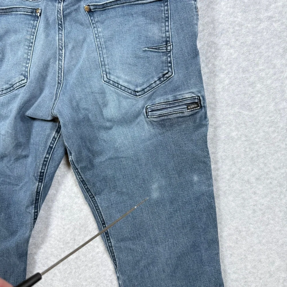 Kuhl Kanvus Jean Mens Faded Blue Indigo Straight Leg Pants 36x32 (Fits 33x28) - Picture 11 of 13